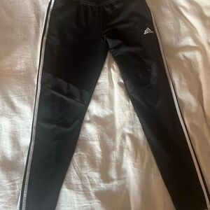 Adidas men’s Black warmups with White Stripes